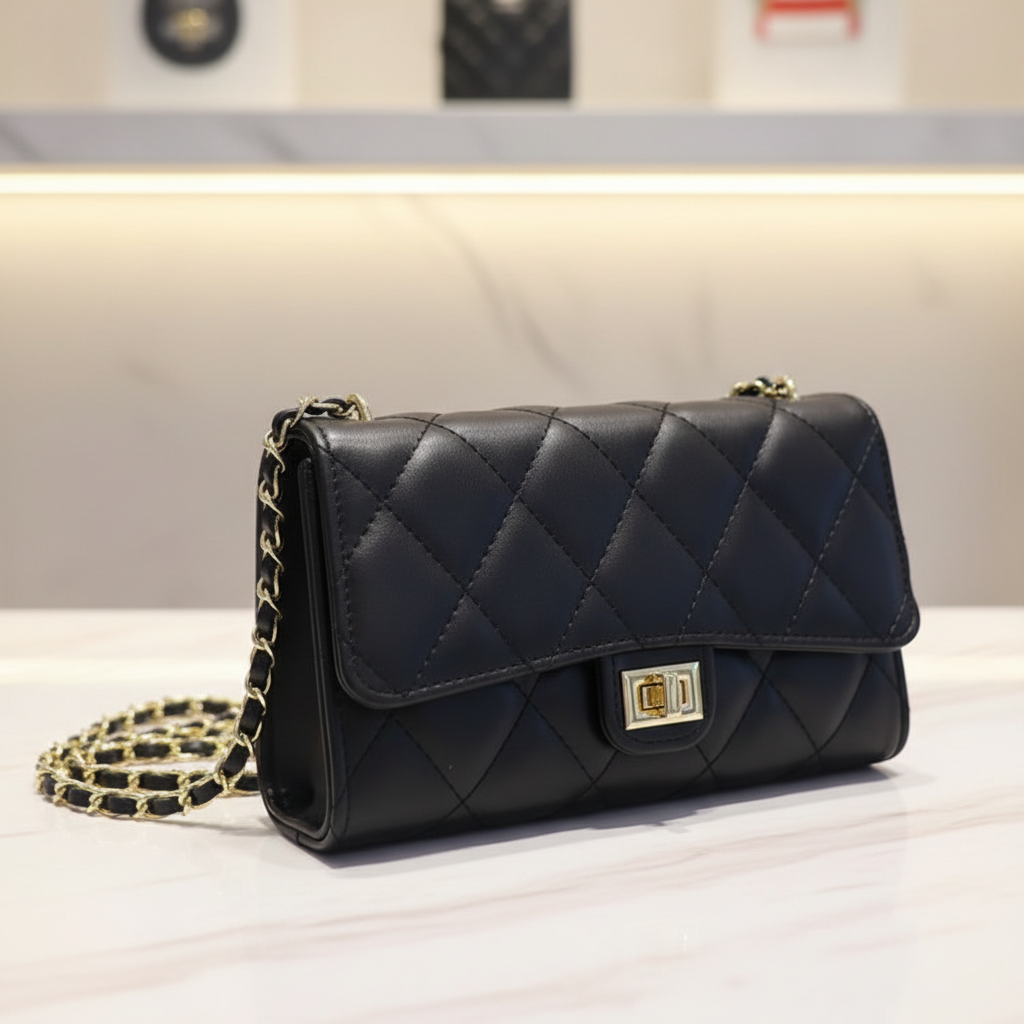 Black Quilted Crossbody Bag