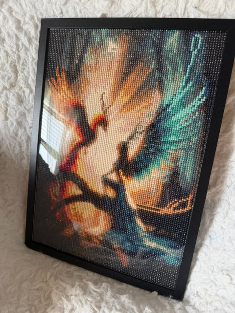 Phoenix & Mystic Faces — Handmade Framed Diamond Art (12×16)