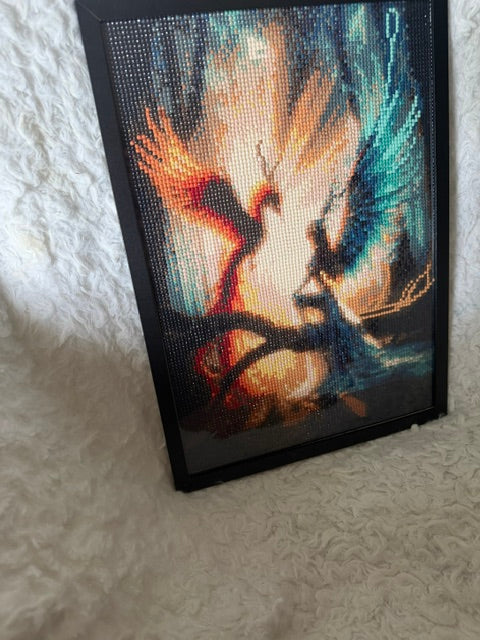 Phoenix & Mystic Faces — Handmade Framed Diamond Art (12×16)