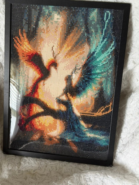 Phoenix & Mystic Faces — Handmade Framed Diamond Art (12×16)